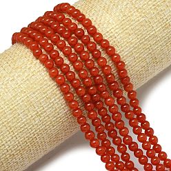 (123L) Белый крем непрозрачный блеск Натуральный Malaysia нефритовые бусы пряди, окрашенная и подогревом, круглые, огнеупорный кирпич, 4~4.5 мм, отверстие : 0.8 мм, около 85~88 шт / нитка, 14.96''~14.96'' (38~39 см)