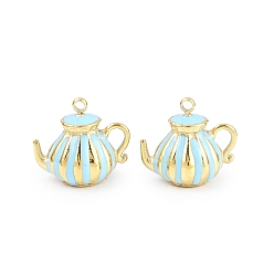 Настоящее золото 18K 304 нержавеющей стальной эмали подвески, чайник, ионное покрытие (ip), ручная полировка, реальный 18 k позолоченный, 14x15.5x11 мм, отверстие : 1.4 мм