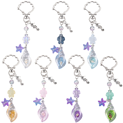 (52) Непрозрачная лаванда 7 шт. 7 цвета раковины светящиеся прозрачные акриловые и стеклянные подвесные украшения, Поворотные застежки из сплава, подвески для украшений сумок, разноцветные, 120 мм, 1 шт / цвет