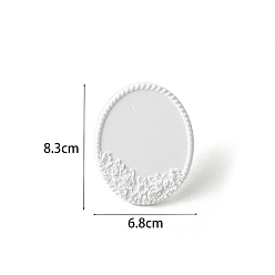 Oval Подставки для ювелирных изделий из гипса с цветами, белые, овальные, 8.3x6.8 см