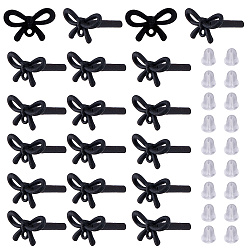 Noir Conclusions de boucles d'oreilles en alliage, bowknot, noir, 10x16.5mm, Trou: 1.4mm, pin: 0.7 mm