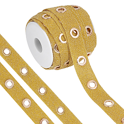 Or 15 mètres de ruban en polyester pailleté avec œillets en acier inoxydable, accessoires de vêtements, or, 1 pouces (25 mm)