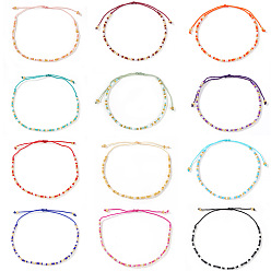 (52) Непрозрачная лаванда 12шт. регулируемые летние браслеты из бисера наборы, наборы плетеных браслетов из полиэфирной нити для мужчин и женщин, разноцветные, внутренний диаметр: 11 дюйм (28 см)