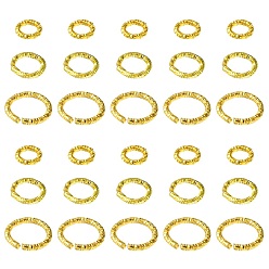 Золотой 90 шт 3 стили железные открытые прыжковые кольца, без никеля , алмазная огранка текстурированная круглая, золотые, 6~10x1.2 мм, внутренний диаметр: 3.5~7.5 мм, 30 шт / стиль