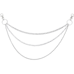 Platinum 1Pc Alloy Twisted Chain 3 Layered Chain Belts for Women Men, Platinum, 505mm