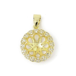 Золотой Латунные микро-паве прозрачные кубические цирконии европейские подвески-шармы, привязка поручительств, за половину пробурено бисера, корзинчатая, без свинца и без кадмия, долговечный, золотые, 19.5x17x6 мм, отверстие : 6.5x4 мм