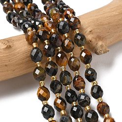 (52) Непрозрачная лаванда 3-цветные бусины из натурального тигрового глаза, граненые, рис, с бисером, окрашенная и подогревом, разноцветные, 7.5~8x6~7.5 мм, отверстие : 0.8~1 мм, около 36~40 шт / нитка, 15.55~15.75'' (39.5~40 см)