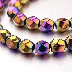 Mixed Color Electroplate Non-magnetic Synthetic Hematite Beads Strands, Twisted Oval, Mixed Color, 8x7mm, Hole: 1mm, about 50pcs/strand, 15.7 inch