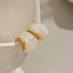 Белый Дым 304 серьги-гвоздики-капли из нержавеющей стали, cmолой, реальный 18 k позолоченный, серый, 26x15 мм