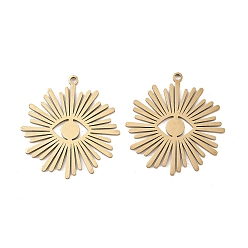 Золотой 201 подвески из нержавеющей стали, солнце с очарованием глаз, золотые, 27x25x1 мм, отверстие : 1.4 мм