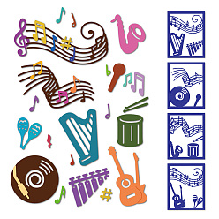 Musical Note 2 шт 2 стили трафареты для штампов из углеродистой стали, для diy scrapbooking, Фотоальбом, декоративная бумага для тиснения, форма для поздравительных открыток, музыкальная нота, 114~118x108~109x0.8 мм, 1 шт / стиль