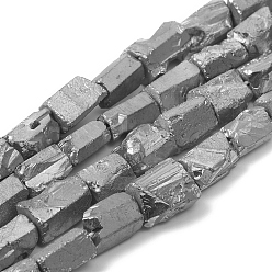 с Покрытием Серебра Гальванические природный кристалл кварца бусы пряди, самородки, со серебряным покрытием, 12~14x6~10x6~10 мм, отверстие : 1 мм, около 30 шт / нитка, 15.35 дюйм (39 см)