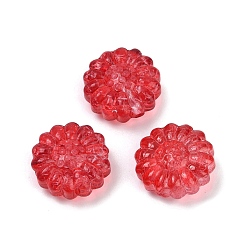 Красный Прозрачные стеклянные бусины, цветы, спекающийся лак, красные, 16x15.5x7.5 мм, отверстие : 1.2 мм
