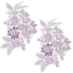 Лиловый Кружевное вышивальное швейное волокно, аксессуары для одежды diy, цветочные тканевые лоскуты, сирень, 300x220x7 мм