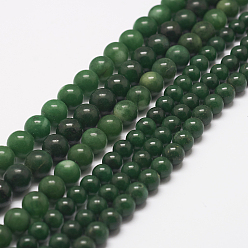 Темно-Зеленый Естественно тайвань нефритовый шарик нити, круглые, окрашенная и подогревом, темно-зеленый, 6~8 мм, отверстие : 0.5 мм, около 50~65 шт / нитка, 15.7 дюйм (40 см)