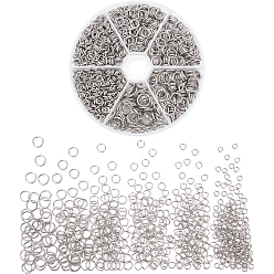 Stainless Steel Color 1230Pcs 6 Style 304 Stainless Steel Open Jump Rings, Stainless Steel Color, 18 Gauge, 6style/set