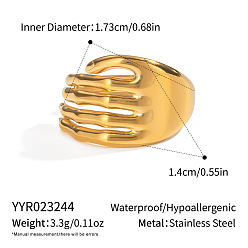 Palm Регулируемые 304 манжеты из нержавеющей стали с открытыми кольцами для женщин, реальный 18 k позолоченный, ладонь, 14 мм, размер США 7 (17.3 мм)