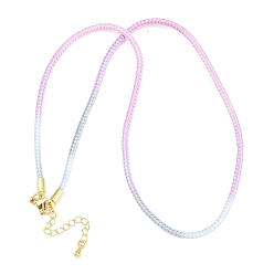 Pink Изготовление ожерелий из плетеного поликоттонового шнура, с латунными выводами и 303 застежками из лобстера из нержавеющей стали, реальный 18 k позолоченный, розовые, 18.11~18.19 дюйм (46~46.2 см)