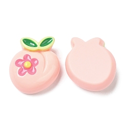 Peach Непрозрачные фруктовые кабошоны из смолы, для изготовления ювелирных изделий, персик, 23.5x21x10 мм