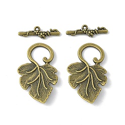Античная Бронза Застежка тоггл из сплава, без кадмия, без никеля и без свинца, лист, античная бронза, Тоггл : 36x22x4.5 мм, отверстие : 1.5 мм, бар: 24x7x4.5 mm