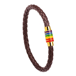 Кокосово-Коричневый Имитация кожаные браслеты плетеные шнуры, Сплав с магнитными застежками, кокосового коричневый, 7-1/2 дюйм (19 см)