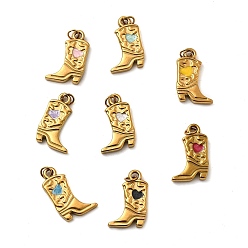 (52) Непрозрачная лаванда 304 нержавеющей стальной эмали подвески, брелоки для ботинок, ионное покрытие (ip), реальный 18 k позолоченный, с целью перехода в кольце, разноцветные, 18x11.5x2.5 мм, отверстие : 3.2 мм