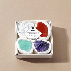 Овен 4 шт. 12 Серия знаков зодиака, украшения из натуральных смешанных драгоценных камней, Подарок из энергетического камня по фэн-шуй для домашнего офиса, рабочего стола, Овен, 20~38x20~38x20~38 мм