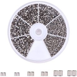 Платина Латунь обжимной бисер наборы, трубка, платина, 1.5~2.5 мм, отверстия: 1~2 мм; около 3060 шт / коробка