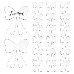 Прозрачный Акриловые пустые карточки для рассадки гостей, с бумажными наклейками, бантом, прозрачные, 120x100x2.5 мм