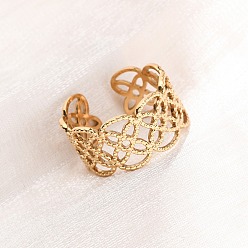 Настоящее золото 18K 304 открытые манжеты из нержавеющей стали для женщин, тканый, ионное покрытие (ip), реальный 18 k позолоченный, 10.5 мм, размер США 8 1/2 (18.5 мм)