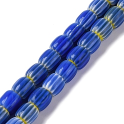 Морской Синий Бусы лэмпворк ручной работы, раррель, Marine Blue, 8x7.5 мм, отверстие : 1.2 мм, около 47 шт / нитка, 14.69'' (37.3 см)