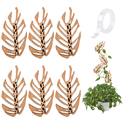 BurlyWood 6Pcs Wood Wall Fixture Clips, with Double Sided Adhesive, For Climbing Plants, Leaf, BurlyWood, 150~152x75.5x9mm