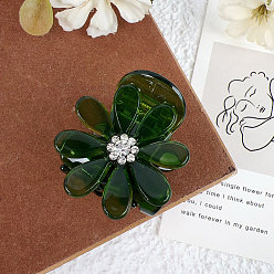 Зеленый Заколки для волос в форме когтей из ацетата целлюлозы, аксессуары для волос со стразами для женщин и девочек, цветок, зелёные, 38 мм