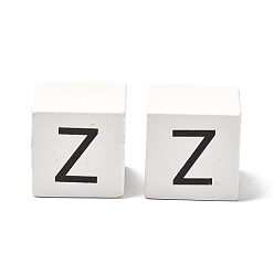 Letter Z Древесина европейского бисера, бусины с большим отверстием, куб с письмом, Письмо Z, 30.5x30.5x29.5~30.5 мм, отверстие : 5 мм