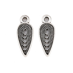 Античное Серебро Подвески в форме капли из сплава в тибетском стиле с полой структурой, античное серебро, 14.5x5.5x1.3 мм, отверстие : 1.2 мм