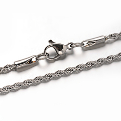Color de Acero Inoxidable 304 cuerda de acero inoxidable cadenas collares, con cierre de langosta, color acero inoxidable, 15.7 pulgada (40 cm)