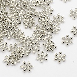 Platinum Zinc Alloy Beads Spacers, Cadmium Free & Lead Free, with One Hole, Snowflake, Platinum, 8.5x2.5mm, Hole: 1.5mm