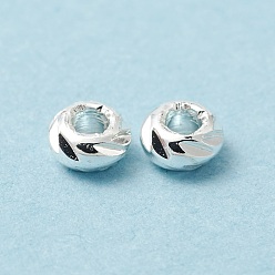 Серебро Латунные бусины, без кадмия и без свинца, плоско-круглые, серебряные, 3x1.5 мм, отверстие : 1.2 мм