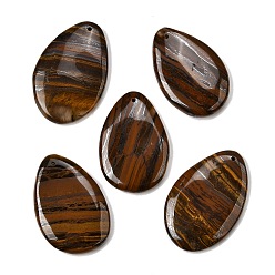 Тигровое Железо Натуральные большие подвески из тигрового железа, слезинки, 53~55x33~35x6~7.5 мм, отверстие : 1~1.6 мм