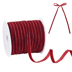 Темно-Красный Нейлоновые односторонние бархатные ленты, аксессуары для одежды, темно-красный, 1/4 дюйм (7 мм), 60 ярдов