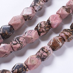 Rhodonite Rhodonite naturelles brins de perles, facette, rectangle, 17.5~19x13~14mm, Trou: 1mm, Environ 21 pcs/chapelet, 15.7 pouce
