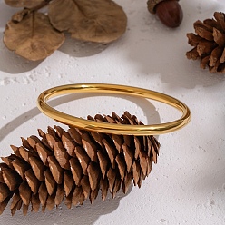 Настоящее золото 18K Гладкие 304 простые браслеты из нержавеющей стали для женщин, реальный 18 k позолоченный, внутренний диаметр: 2-5/8 дюйм (6.6 см)