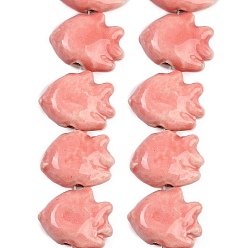 Легкий Лосось Фарфора ручной работы бисер нитей, рыба, яркие глазированный фарфор, светлый померанцевый, 15.5~16.5x20~20.5x8~8.5 мм, отверстие : 2 мм, около 27 шт / нитка, 16.54~16.73 дюйм (42~42.5 см)