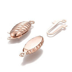 Rose Gold 304 Stainless Steel Box Clasps, Multi-Strand Clasps, Oval, Rose Gold, 21x8x5mm, Hole: 1.2mm