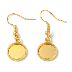 Золотой Железные крючки для сережек с покрытием стойки, ушная проволока с круглым лотком, плоские круглые серьги, золотые, 33.5 мм, лоток : 10 мм, 22 датчик, штифты : 0.6 мм