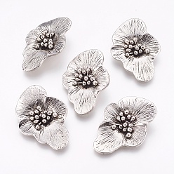 Античное Серебро Сплавочные подвески тибетского стиля, для изготовления ювелирных изделий DIY, цветок, античное серебро, 44x31x6 мм, отверстие : 4 мм