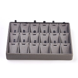 Grau PU Leder Anhänger & Halskette Displays, mit Holz, Schmuck-Display, Grau, 25.2x18.2x3.35 cm