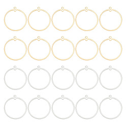Real Gold Plated & Real Platinum Plated 20шт 2 цвета латунные соединительные подвески, кольцевые звенья, настоящее золото и платина, 28x25x1 мм, отверстие : 1 мм, 10 шт / цвет