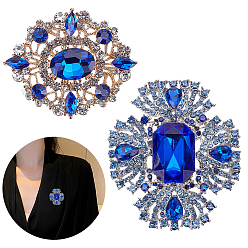 (52) Непрозрачная лаванда 2 шт. 2 стили овальные и цветочные булавки из сплава со стразами для лацканов рюкзаков и одежды, разноцветные, 42~63x35~55 мм, 1 шт / стиль