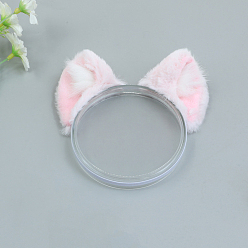 Pink Мини-плюшевая кукла с кошачьими ушками, Реквизит для детской фотосъемки, украшения, аксессуары, розовые, 70x60 мм